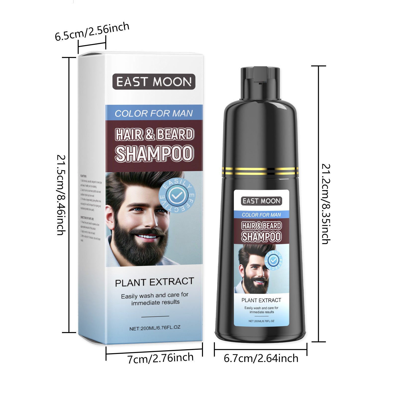 East Moon Argan Oil Beard Dye Shampoo Removal White Grey Plant Extract Long Lasting Coloring Permanent Hair Darkening Shampoos