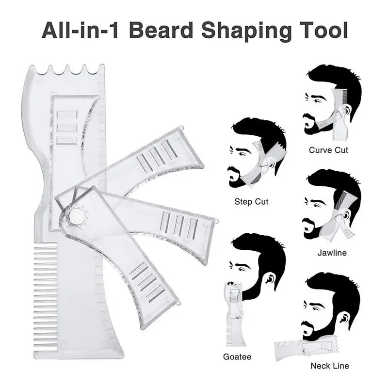 Peigne 3 pièces ensemble de rasoir rasoir à barbe 5 en 1 hommes règle de modélisation de barbe modèle de style de mise en forme peigne outil de barbe rotatif pour hommes