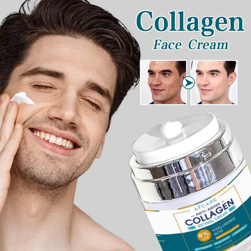 Men Face Cream  8 Percent Hyaluronic acid Moisturizer Retinol Collagen Reduce Fine Lines Night Day Anti Wrinkle Skin Care 50ML