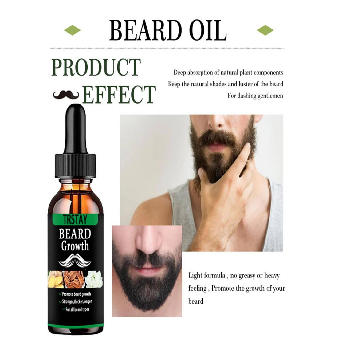 NOUVELLE huile essentielle pour la croissance des poils de barbe, produit anti-chute, huile naturelle pour repousse de la moustache pour hommes, rouleau de soin nourrissant pour la barbe