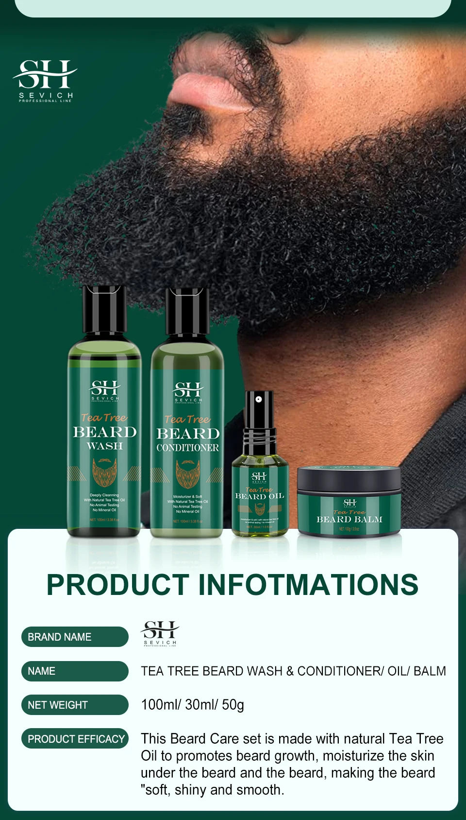 Huile de croissance de barbe pour hommes 100 % naturelle pour la croissance de la barbe Shampooing nourrissant essentiel pour la croissance des cheveux Après-shampoing hydratant et lissant pour la barbe