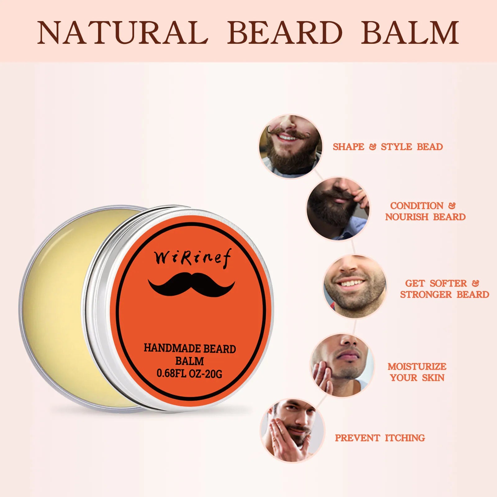 Natural Beard Balm Wax Man Beard Growth Oil Moisturizing Smoothing Dashing Gentlemen Beard Styling Professional Care Cream