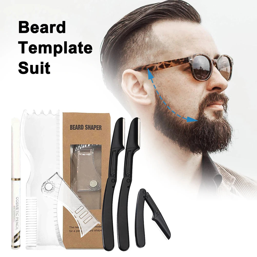 Modèle de style de barbe professionnel Kits de mise en forme de barbe réglables Ensembles d&