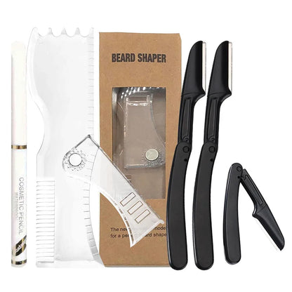 Modèle de style de barbe professionnel Kits de mise en forme de barbe réglables Ensembles d&