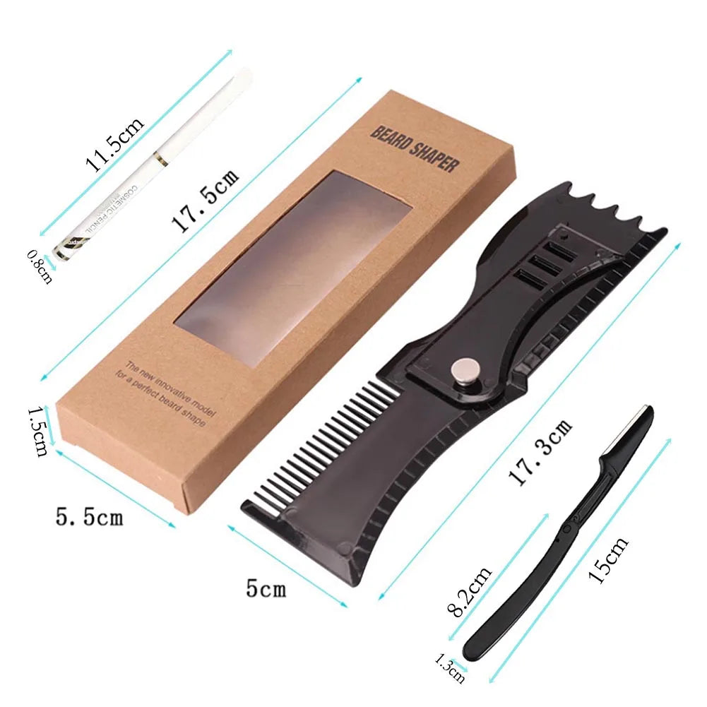 Professional Beard Styling Template Adjustable Beard Shaping Kits Practical Men Shaving Tool Sets Non-slip Styling Tool