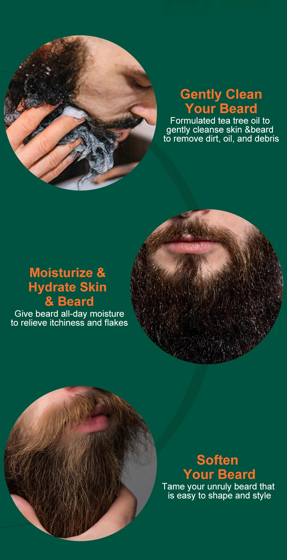 Huile de croissance de barbe pour hommes 100 % naturelle pour la croissance de la barbe Shampooing nourrissant essentiel pour la croissance des cheveux Après-shampoing hydratant et lissant pour la barbe