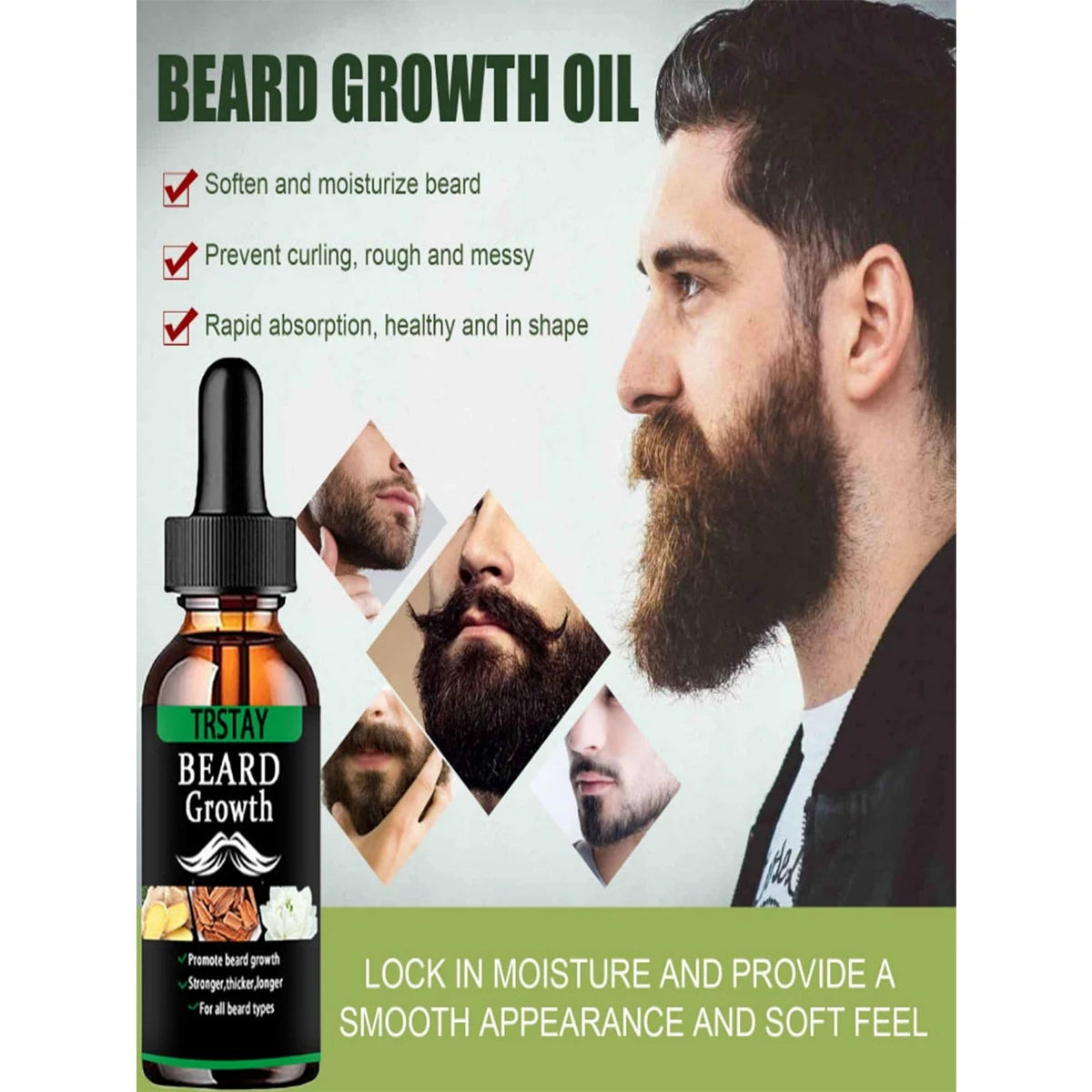 NOUVELLE huile essentielle pour la croissance des poils de barbe, produit anti-chute, huile naturelle pour repousse de la moustache pour hommes, rouleau de soin nourrissant pour la barbe