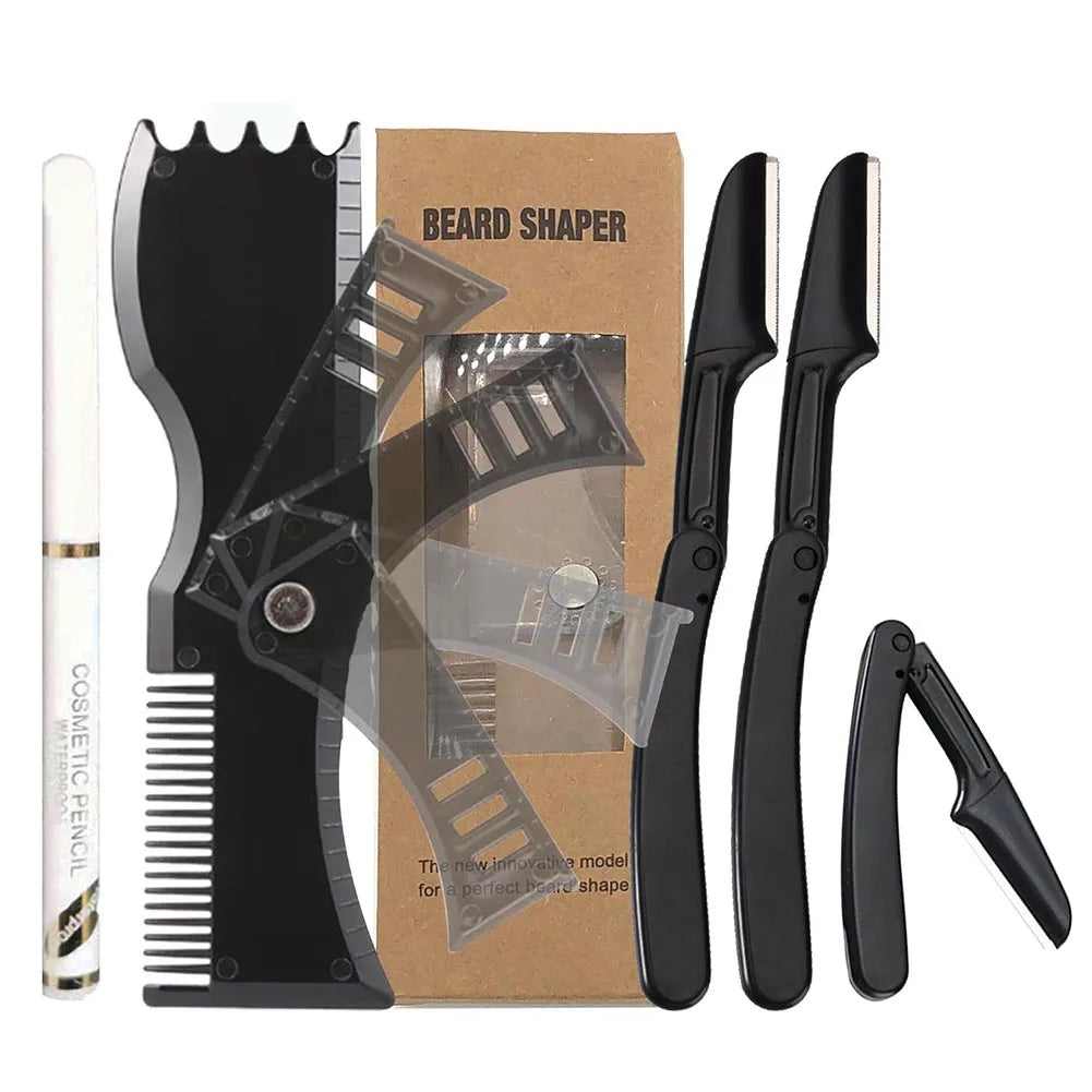 Modèle de style de barbe professionnel Kits de mise en forme de barbe réglables Ensembles d&