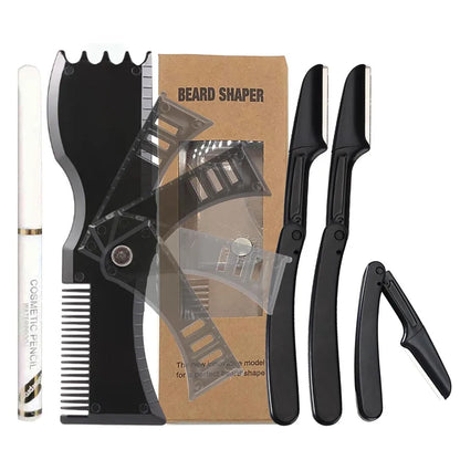 Professional Beard Styling Template Adjustable Beard Shaping Kits Practical Men Shaving Tool Sets Non-slip Styling Tool