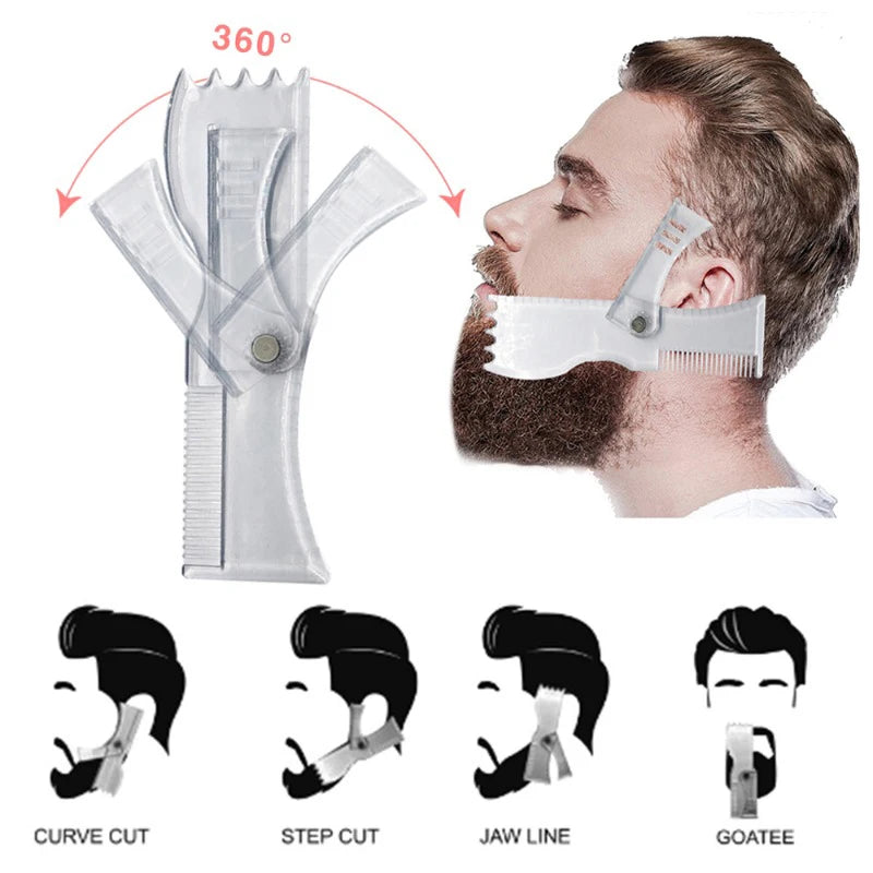 Peigne 3 pièces ensemble de rasoir rasoir à barbe 5 en 1 hommes règle de modélisation de barbe modèle de style de mise en forme peigne outil de barbe rotatif pour hommes