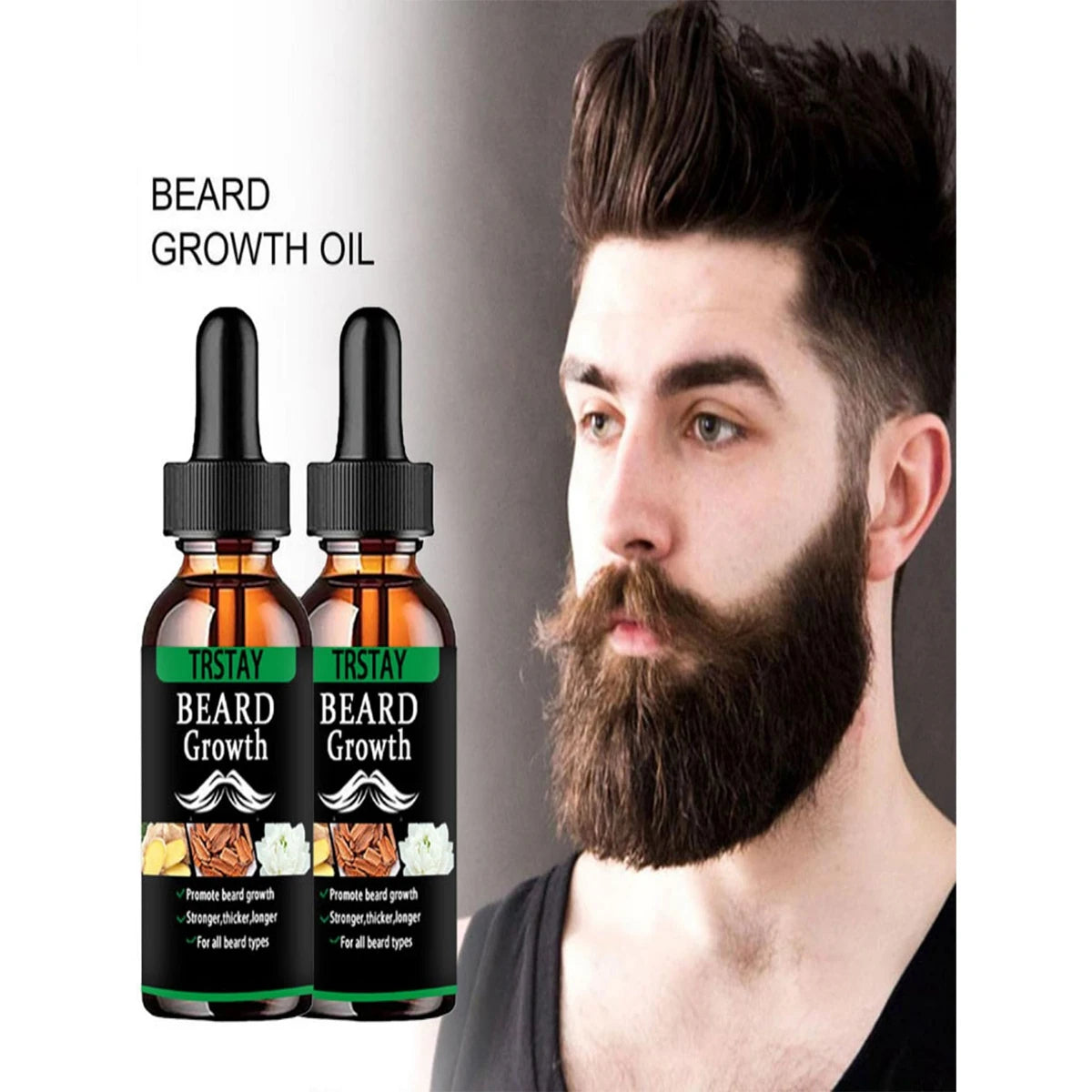 NEW Beard Hair Growth Essential Oil Anti Hair Loss Product Natural Mustache Regrowth Oil for Men Nourishing Beard Care Roller