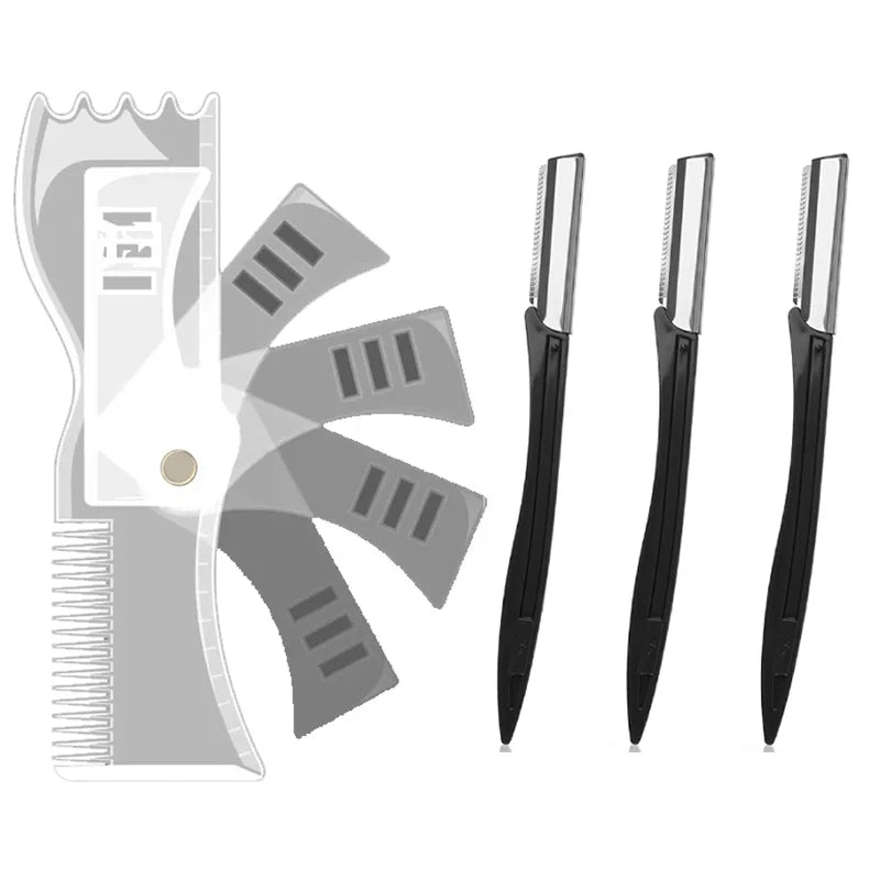 Comb 3Pcs Razor Set Beard Shaver 5-In-1 Men Beard Modeling Ruler Shaping Styling Template Comb Rotatable Men Beard Tool