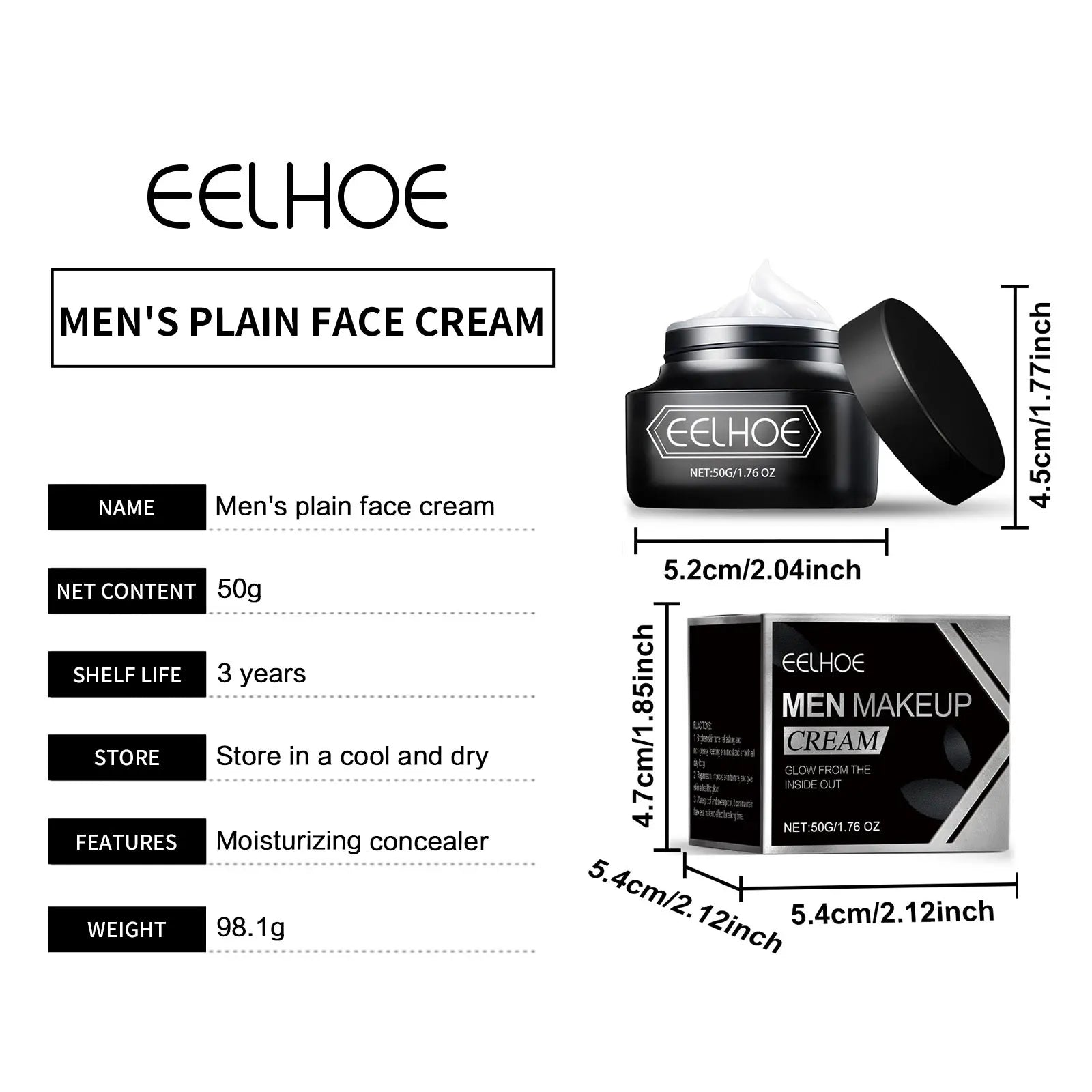 Crème de maquillage pour homme Crème hydratante éclaircissante pour la peau Couvre les imperfections Anti-cernes Contrôle du sébum Pores invisibles Centella Crème de maquillage longue durée