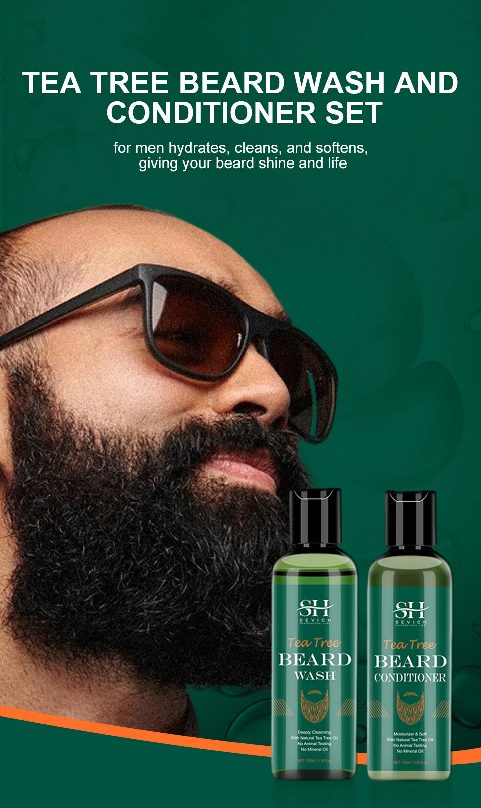 Huile de croissance de barbe pour hommes 100 % naturelle pour la croissance de la barbe Shampooing nourrissant essentiel pour la croissance des cheveux Après-shampoing hydratant et lissant pour la barbe