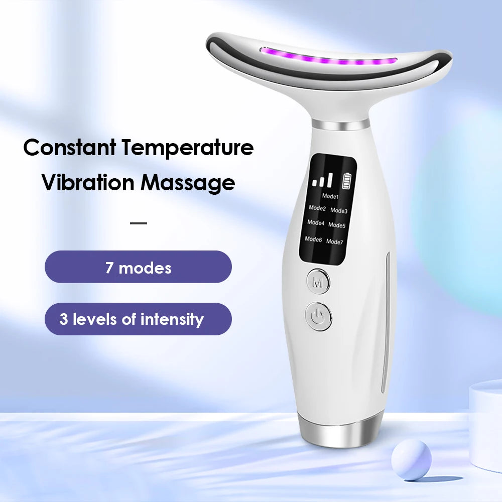 Appareil Anti Rides Visage, 4 en 1 Appareil de Beauté RF EMS Vibration à Ondes Sonores Lumière pour Visage Raffermissement