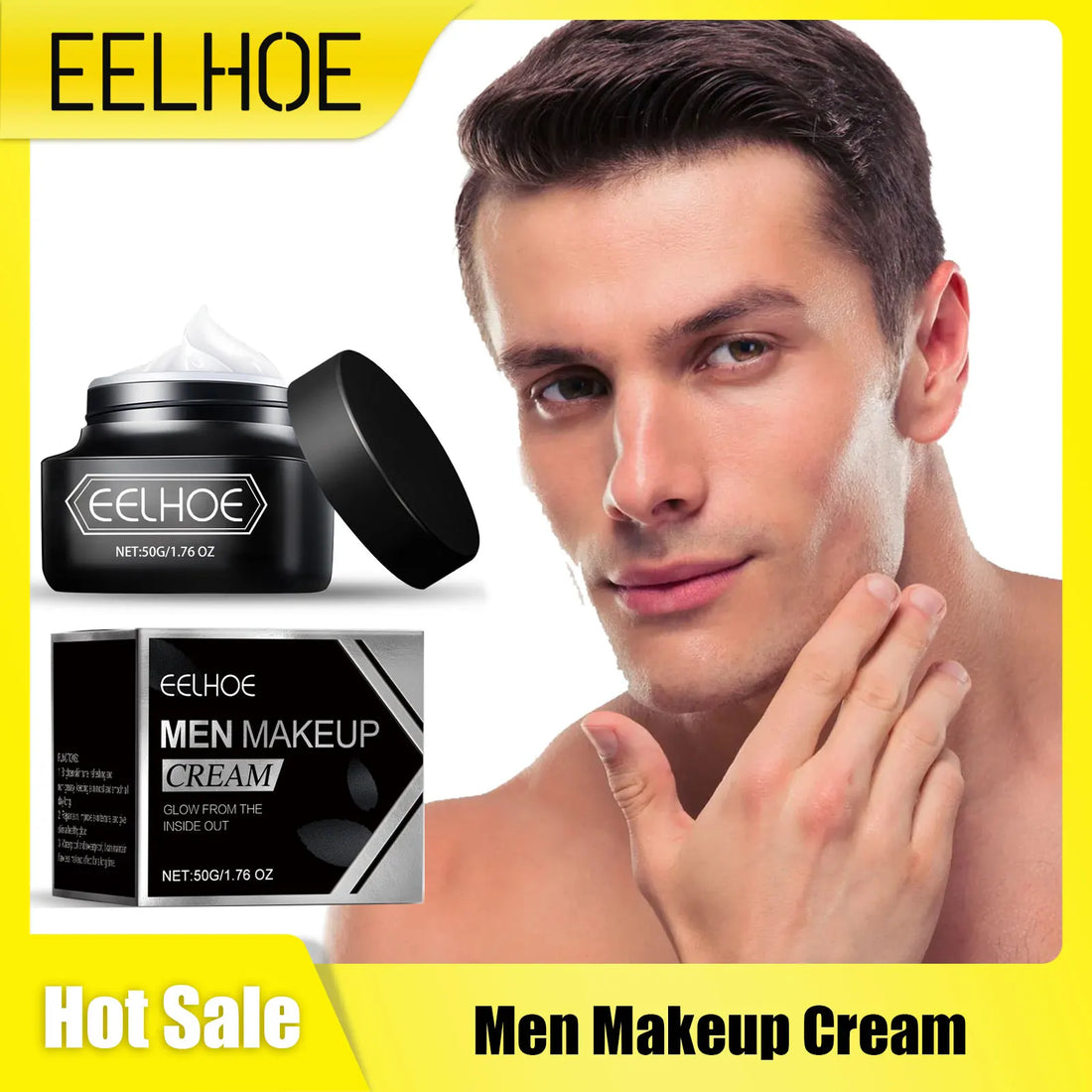 Crème de maquillage pour homme Crème hydratante éclaircissante pour la peau Couvre les imperfections Anti-cernes Contrôle du sébum Pores invisibles Centella Crème de maquillage longue durée