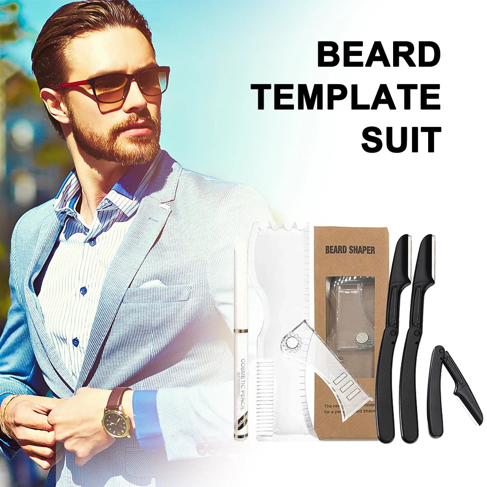 Modèle de style de barbe professionnel Kits de mise en forme de barbe réglables Ensembles d&