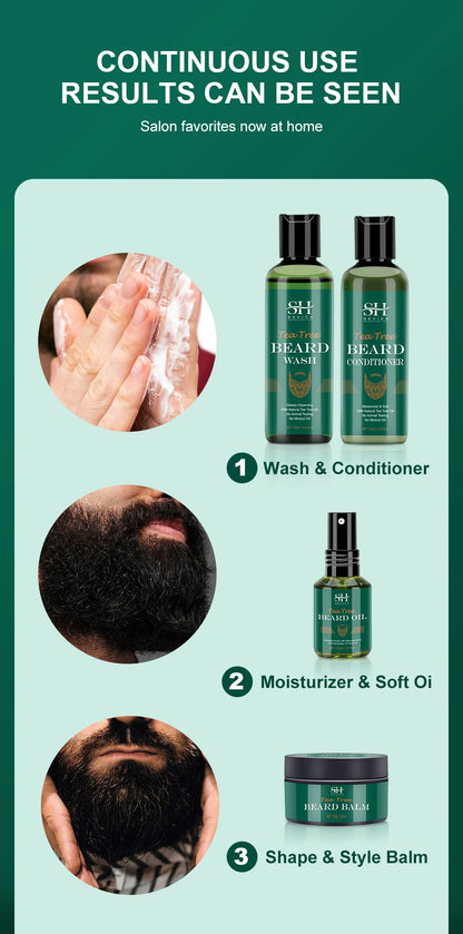 Huile de croissance de barbe pour hommes 100 % naturelle pour la croissance de la barbe Shampooing nourrissant essentiel pour la croissance des cheveux Après-shampoing hydratant et lissant pour la barbe